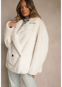 Biała Dwurzędowa Kurtka Futerko o Fasonie Oversize Manella ze sklepu renee.pl w kategorii Kurtki damskie - zdjęcie 185954073