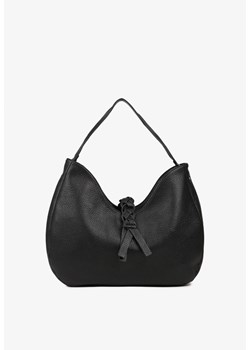 Czarna Torebka Hobo Shopper Ozdobiona Plecionką Nalorella ze sklepu renee.pl w kategorii Torby Shopper bag - zdjęcie 185954360