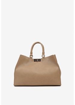 Beżowa Torebka Shopperka z Rączkami Ozdobiona Klamrą Nalasia ze sklepu renee.pl w kategorii Torby Shopper bag - zdjęcie 185954380