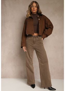 Brązowe Szerokie Jeansy High Waist z Bawełny Amendrie ze sklepu renee.pl w kategorii Jeansy damskie - zdjęcie 185954824