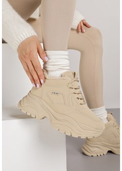 Ciemnobeżowe Streetwearowe Sneakersy Vices Chunky w Stylu Traperów na Platformie Leate ze sklepu renee.pl w kategorii Buty sportowe damskie - zdjęcie 185955133
