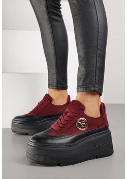 Bordowe Chunky Sneakersy Vices na Platformie z Okrągłym Detalem Sedvira ze sklepu renee.pl w kategorii Buty sportowe damskie - zdjęcie 185955493