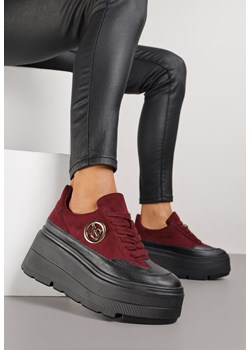 Bordowe Chunky Sneakersy Vices na Platformie z Okrągłym Detalem Sedvira ze sklepu renee.pl w kategorii Buty sportowe damskie - zdjęcie 185955494