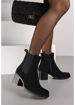 Czarne Botki na Słupku w Stylu Sztybletów Acandrie - id: W275-38-BLACK - marki Renee - 185955584 Czarne Botki na Słupku w Stylu Sztybletów Acandrie ze sklepu renee.pl w kategorii Botki - zdjęcie 185955584