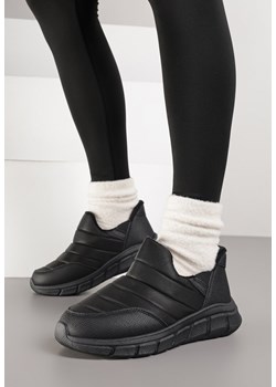 Czarne Sneakersy Śniegowce na Platformie z Tłoczeniem i Pikowaną Cholewką Vermina ze sklepu renee.pl w kategorii Buty sportowe damskie - zdjęcie 185955841