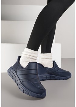 Granatowe Sneakersy Śniegowce na Platformie z Tłoczeniem i Pikowaną Cholewką Vermina ze sklepu renee.pl w kategorii Buty sportowe damskie - zdjęcie 185955862