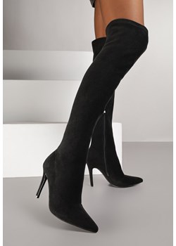 Czarne Kozaki Vices z Imitacji Zamszu na Szpilce z Marszczoną Cholewką Calavelie - id: XL48-38-BLACK - marki Renee - 185955924 Czarne Kozaki Vices z Imitacji Zamszu na Szpilce z Marszczoną Cholewką Calavelie ze sklepu renee.pl w kategorii Kozaki damskie - zdjęcie 185955924