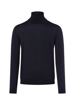 BOSS Sweter męski Mężczyźni wełna ze strzyży granatowy jednolity ze sklepu vangraaf w kategorii Swetry męskie - zdjęcie 185956612