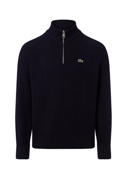 Lacoste Męski wełniany sweter Mężczyźni dzianina grubo tkana granatowy jednolity ze sklepu vangraaf w kategorii Swetry męskie - zdjęcie 185956793