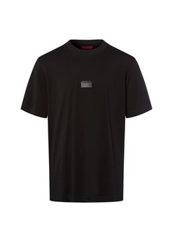 HUGO Koszulka męska - Delastee Mężczyźni Bawełna czarny jednolity ze sklepu vangraaf w kategorii T-shirty męskie - zdjęcie 185956800
