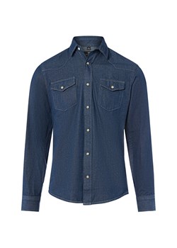 Finshley & Harding Męska koszula dżinsowa Mężczyźni Regular Fit Bawełna medium stone jednolity ze sklepu vangraaf w kategorii Koszule męskie - zdjęcie 185956812