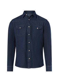 Finshley & Harding Męska koszula dżinsowa Mężczyźni Regular Fit Bawełna dark stone jednolity ze sklepu vangraaf w kategorii Koszule męskie - zdjęcie 185956813