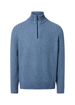 BOSS Orange Męskie spodnie wełniane - Kwinter Mężczyźni Wełna niebieski marmurkowy ze sklepu vangraaf w kategorii Swetry męskie - zdjęcie 185956883