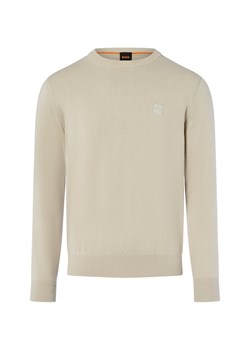 BOSS Orange Męski sweter z dzianiny z zawartością kaszmiru - Kanovano Mężczyźni Bawełna écru jednolity ze sklepu vangraaf w kategorii Swetry męskie - zdjęcie 185956884
