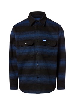 HUGO BLUE Męska koszula flanelowa z zawartością wełny - Ebolt Mężczyźni Comfort Fit indygo w kratkę ze sklepu vangraaf w kategorii Koszule męskie - zdjęcie 185956890