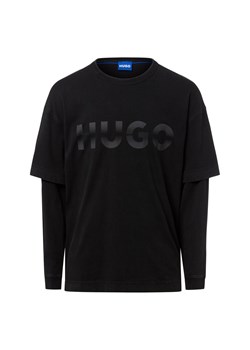 HUGO BLUE Męska koszula z długim rękawem - Nenzyon Mężczyźni Bawełna antracytowy jednolity ze sklepu vangraaf w kategorii T-shirty męskie - zdjęcie 185956891