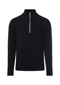 Nils Sundström Męski sweter z dzianiny Mężczyźni Bawełna granatowy jednolity ze sklepu vangraaf w kategorii Swetry męskie - zdjęcie 185956920