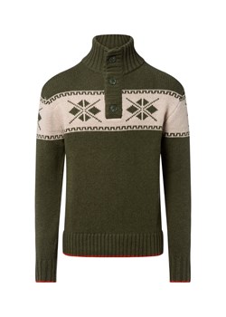 Nils Sundström Męski wełniany sweter Mężczyźni Wełna oliwkowy wzorzysty ze sklepu vangraaf w kategorii Swetry męskie - zdjęcie 185956980