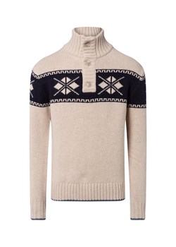 Nils Sundström Męski wełniany sweter Mężczyźni Wełna beżowy wzorzysty ze sklepu vangraaf w kategorii Swetry męskie - zdjęcie 185956981