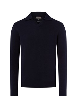 Finshley & Harding Męski sweter z dzianiny z zawartością kaszmiru Mężczyźni granatowy jednolity ze sklepu vangraaf w kategorii Swetry męskie - zdjęcie 185956992