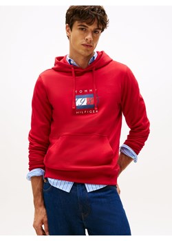 Tommy Hilfiger Męski sweter z kapturem Mężczyźni Materiał dresowy czerwony jednolity ze sklepu vangraaf w kategorii Bluzy męskie - zdjęcie 185957080