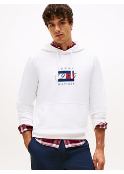 Tommy Hilfiger Męski sweter z kapturem Mężczyźni Materiał dresowy biały jednolity ze sklepu vangraaf w kategorii Bluzy męskie - zdjęcie 185957082