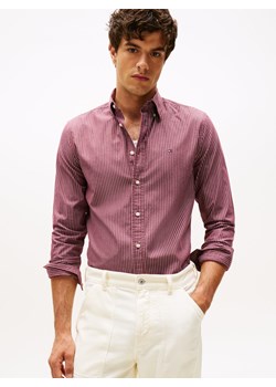 Tommy Hilfiger Męska koszula casual Mężczyźni Regular Fit Bawełna bordowy w paski ze sklepu vangraaf w kategorii Koszule męskie - zdjęcie 185957083