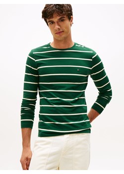 Tommy Hilfiger Męska koszula z długim rękawem Mężczyźni Bawełna jodłowy w paski ze sklepu vangraaf w kategorii T-shirty męskie - zdjęcie 185957084