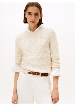 Tommy Hilfiger Sweter damski z dzianiny Kobiety Wełna beżowy jednolity ze sklepu vangraaf w kategorii Swetry damskie - zdjęcie 185957113