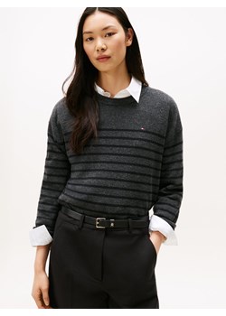 Tommy Hilfiger Wełniany sweter damski Kobiety drobna dzianina antracytowy w paski ze sklepu vangraaf w kategorii Swetry damskie - zdjęcie 185957121
