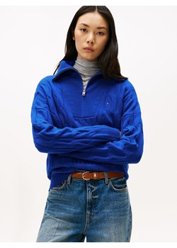 Tommy Hilfiger Wełniany sweter damski Kobiety Wełna błękit królewski jednolity ze sklepu vangraaf w kategorii Swetry damskie - zdjęcie 185957122