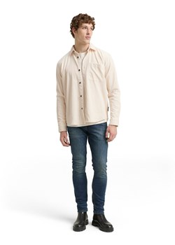 Tom Tailor Denim Męska koszula sztruksowa Mężczyźni Comfort Fit Bawełna beżowy wypukły wzór tkaniny ze sklepu vangraaf w kategorii Koszule męskie - zdjęcie 185957153