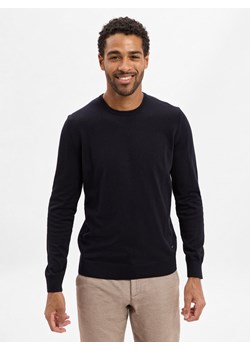 JOOP! Sweter z cienkiej dzianiny - Denny Mężczyźni wełna ze strzyży granatowy jednolity ze sklepu vangraaf w kategorii Swetry męskie - zdjęcie 185957263
