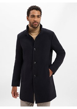 Finshley & Harding Płaszcz z zawartością wełny Mężczyźni granatowy jednolity ze sklepu vangraaf w kategorii Płaszcze męskie - zdjęcie 185957303