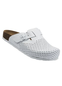 Skórzane klapki męskie białe Leon 4700M ze sklepu ulubioneobuwie w kategorii Klapki męskie - zdjęcie 185957781