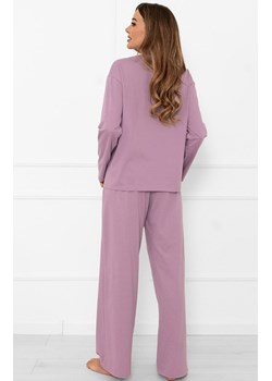 Bawełniana piżama damska na długi rękaw i długie spodnie wrzosowa Ksara, Kolor wrzosowy, Rozmiar S, Italian Fashion ze sklepu Primodo w kategorii Piżamy damskie - zdjęcie 185961044