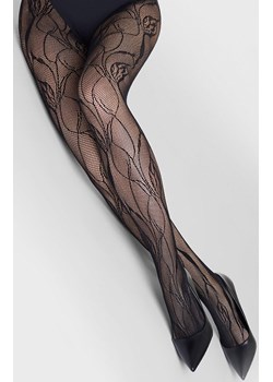 Marilyn kabaretki z kwiatowym motywem czarne Charly F08, Kolor czarny, Rozmiar 1/2, Marilyn ze sklepu Primodo w kategorii Rajstopy - zdjęcie 185961304