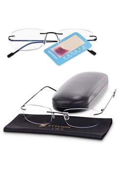 Plusy +1.75 bezramkowe okulary do czytania i komputera z filtrami Antyreflex + Blue Light STL275 czarne ze sklepu Stylion w kategorii Okulary korekcyjne damskie - zdjęcie 185963002