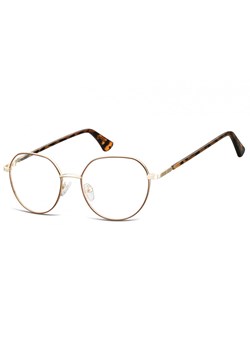 Lenonki okrągłe Okulary oprawki optyczne 916A złoto-brązowe ze sklepu Stylion w kategorii Okulary korekcyjne damskie - zdjęcie 185963174