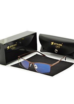 Brązowe męskie okulary do komputera BLUE LIGHT zerówki 2553E - id: 5188 - marki Stylion - 185963221 Brązowe męskie okulary do komputera BLUE LIGHT zerówki 2553E ze sklepu Stylion w kategorii Okulary zerówki męskie - zdjęcie 185963221
