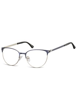 Okulary oprawki korekcyjne kocie oczy zerówki Sunoptic 914A srebrno-granatowe ze sklepu Stylion w kategorii Okulary korekcyjne damskie - zdjęcie 185963252