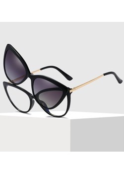 Damskie kocie okulary do komputera z nakładką przeciwsłoneczną Clip-on 2593 ze sklepu Stylion w kategorii Zegarki - zdjęcie 185963463