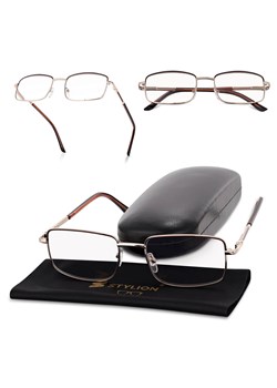 Plusy +4.00 Fotochromowe korekcyjne okulary do czytania z flexami ST334 złoty/brąz ze sklepu Stylion w kategorii Okulary korekcyjne damskie - zdjęcie 185963840