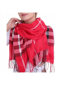 Czerwony Ciepły Cashmere szalik damski angielska krata SZA-57 ze sklepu Stylion w kategorii Zegarki - zdjęcie 185964384