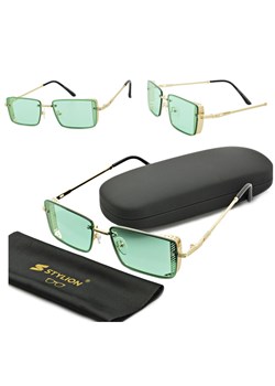 Celebryckie metalowe okulary przeciwsłoneczne złoto zielone CO-294 ze sklepu Stylion w kategorii Okulary przeciwsłoneczne damskie - zdjęcie 185964451