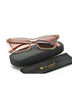 Szerokie pudrowe damskie okulary przeciwsłoneczne Exclusive kocie CO-384A ze sklepu Stylion w kategorii Okulary przeciwsłoneczne damskie - zdjęcie 185964480