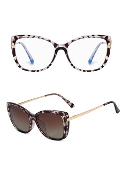 Damskie okulary do komputera z nakładką przeciwsłoneczną Clip-on 25114E ze sklepu Stylion w kategorii Okulary przeciwsłoneczne damskie - zdjęcie 185964540