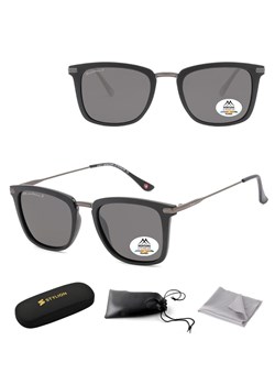 Czarne prostokątne okulary przeciwsłoneczne z polaryzacją MP12 - id: 7448 - marki Montana - 185964553 Czarne prostokątne okulary przeciwsłoneczne z polaryzacją MP12 ze sklepu Stylion w kategorii Okulary przeciwsłoneczne męskie - zdjęcie 185964553