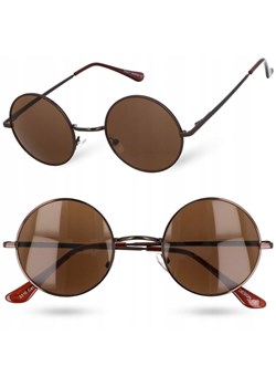 Okulary Lenonki brązowe przeciwsłoneczne hippie retro T3310C ze sklepu Stylion w kategorii Okulary przeciwsłoneczne męskie - zdjęcie 185964571