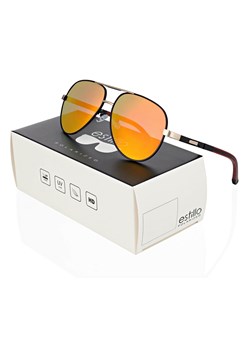 Męskie okulary pilotki przeciwsłoneczne z polaryzacją lustrzanki ESTILLO EST-615-8 black/red ze sklepu Stylion w kategorii Okulary przeciwsłoneczne męskie - zdjęcie 185964573